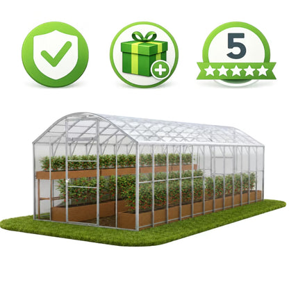 Drivhus DOMEK PLUS 3x8 m Polycarbonat 5 mm 24 m²