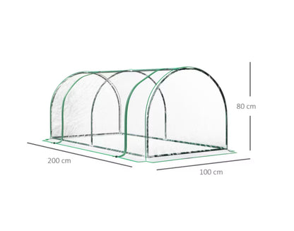 Drivhus Folietunnel 200x100x80 cm Transparent