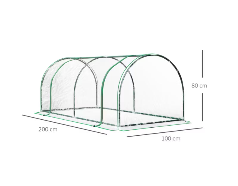 Drivhus Folietunnel 200x100x80 cm Transparent