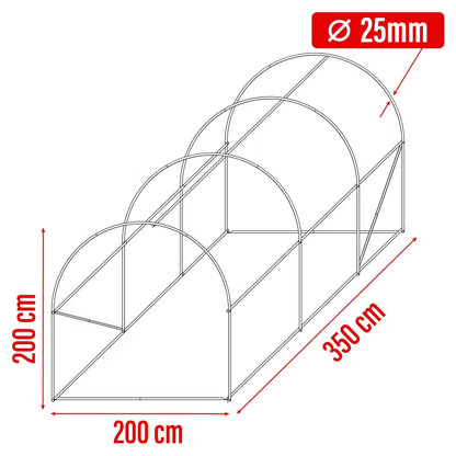 Drivhus Folietunnel 2x3,5 m Grøn 7 m²