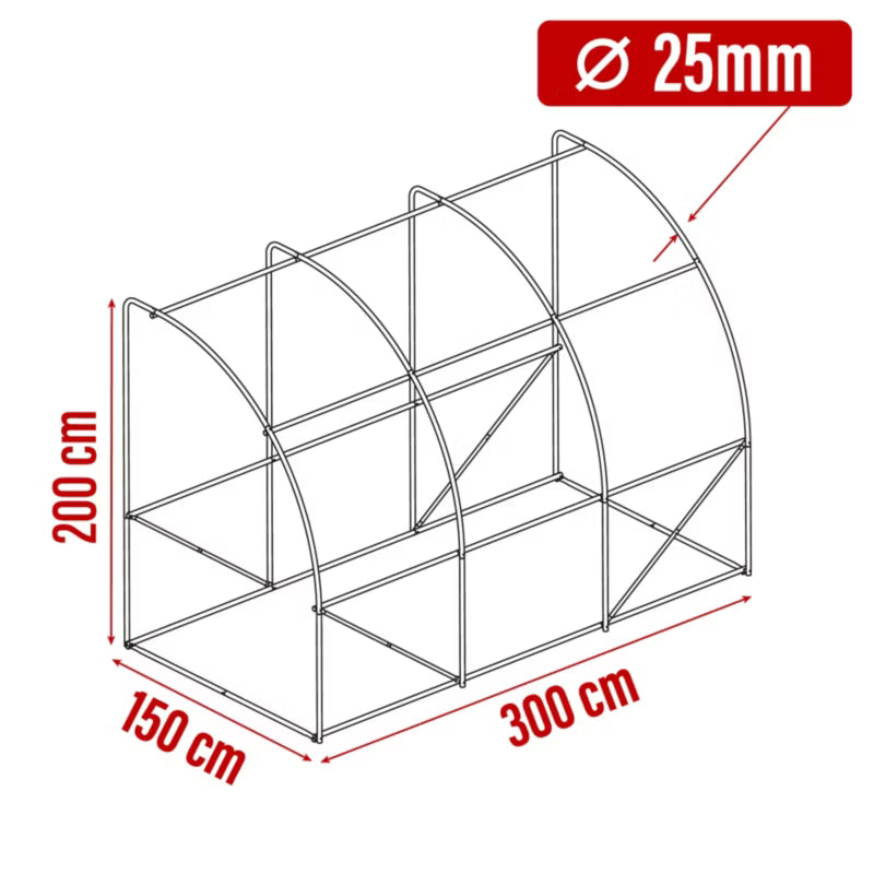 Drivhus Folietunnel 3x1,5 m Hvid 4,5 m²