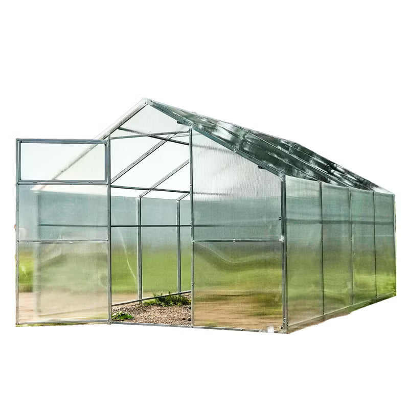 Drivhus med Sadeltag 2,8x4 m Polycarbonat 6 mm Transparent