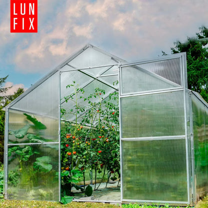 Drivhus med Sadeltag 2,8x4 m Polycarbonat 6 mm Transparent