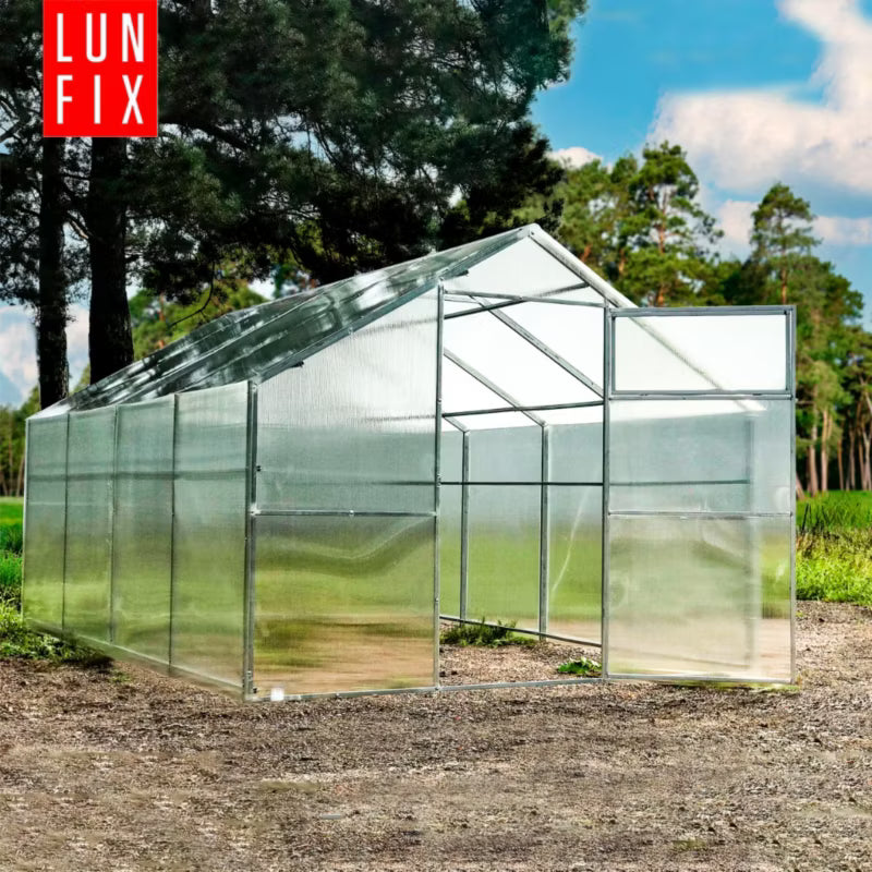 Drivhus med Sadeltag 2,8x4 m Polycarbonat 6 mm Transparent