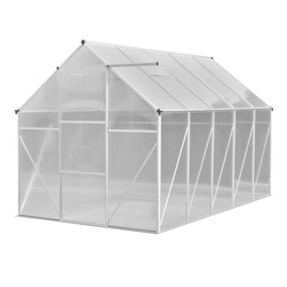 Drivhus Polycarbonat 190x312 cm 6 m² Sølv
