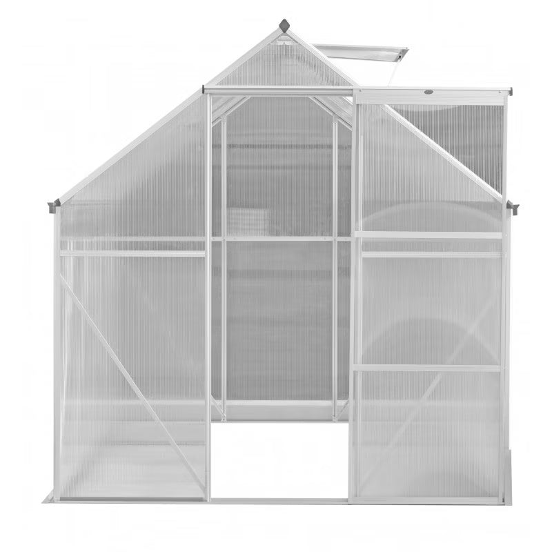 Drivhus Polycarbonat 190x312 cm 6 m² Sølv