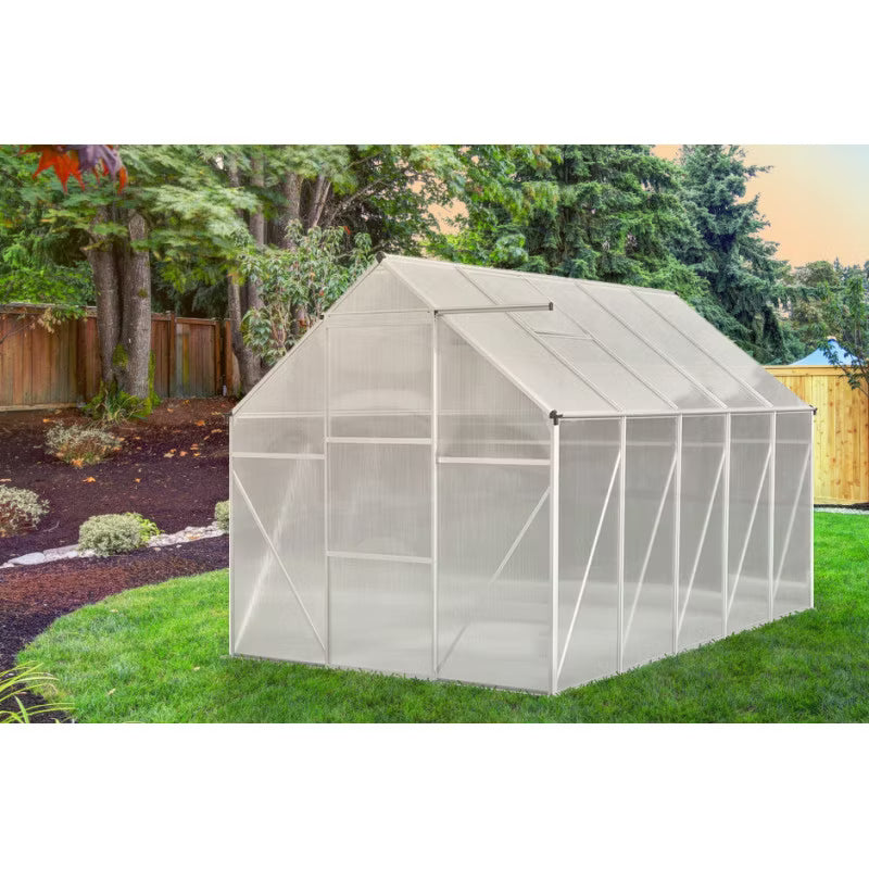 Drivhus Polycarbonat 190x312 cm 6 m² Sølv
