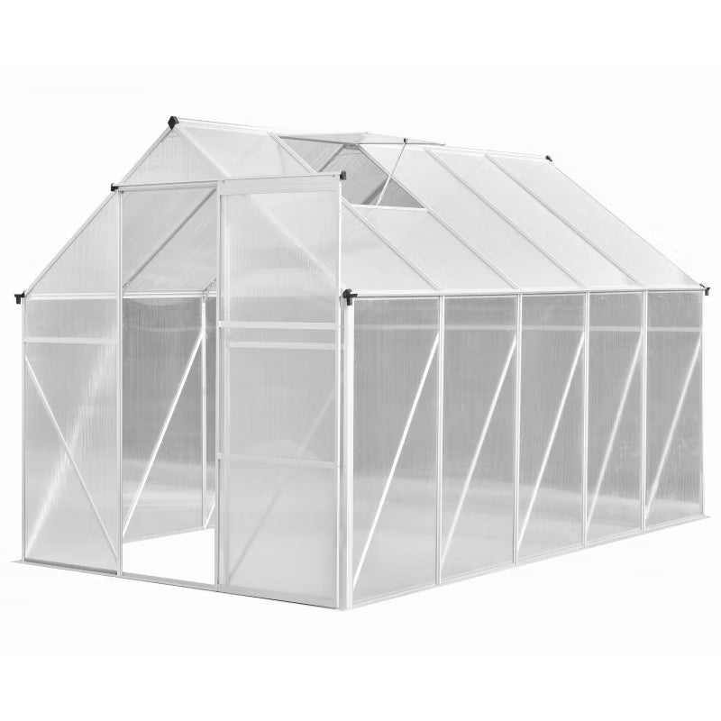 Drivhus Polycarbonat 190x312 cm 6 m² Sølv