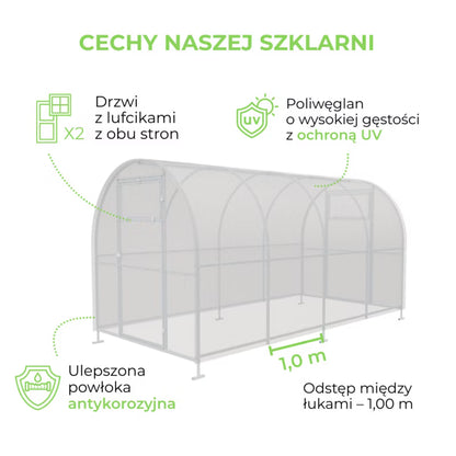 Drivhus i Polycarbonat 200x400 cm 8 m²