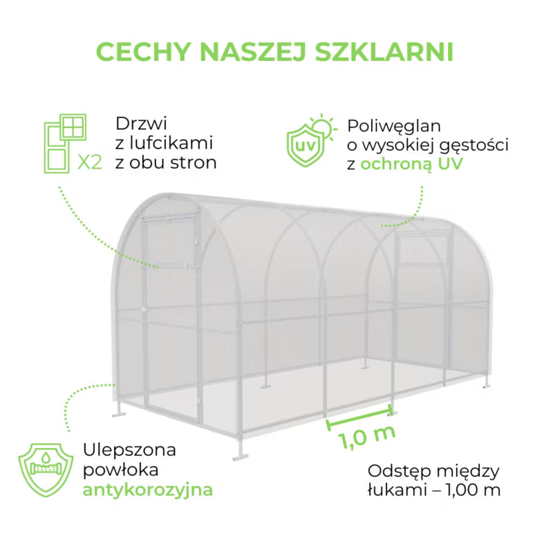 Drivhus i Polycarbonat 200x600 cm 12 m² 6 mm