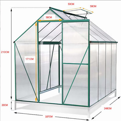 Drivhus Polycarbonat 248x187x210 cm Grøn