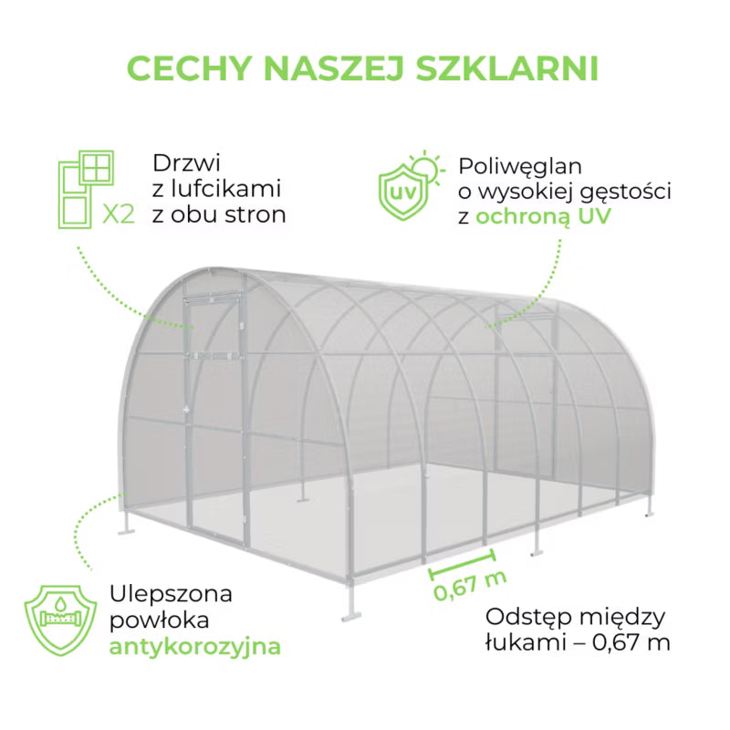 Drivhus i Polycarbonat 300x600 cm 18 m² Transparent