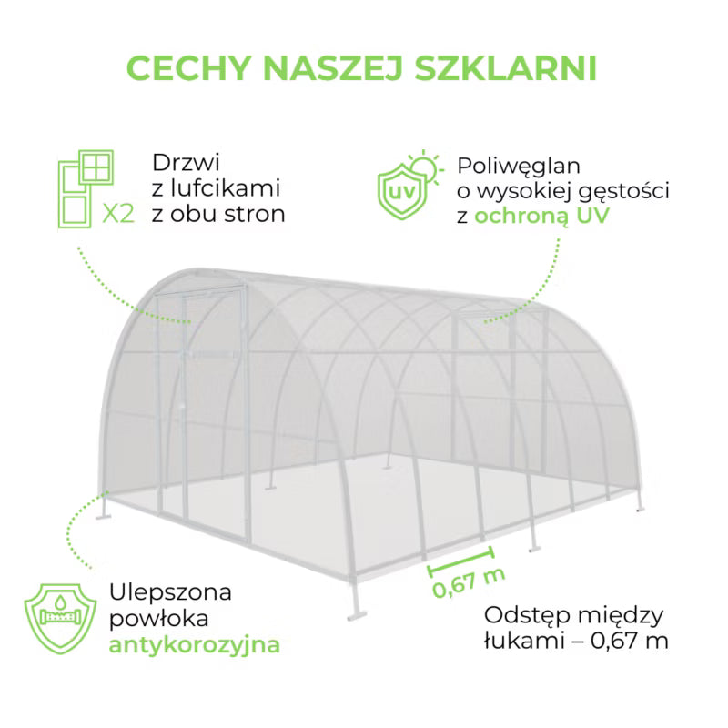 Drivhus Polycarbonat 350x800 cm 28 m²