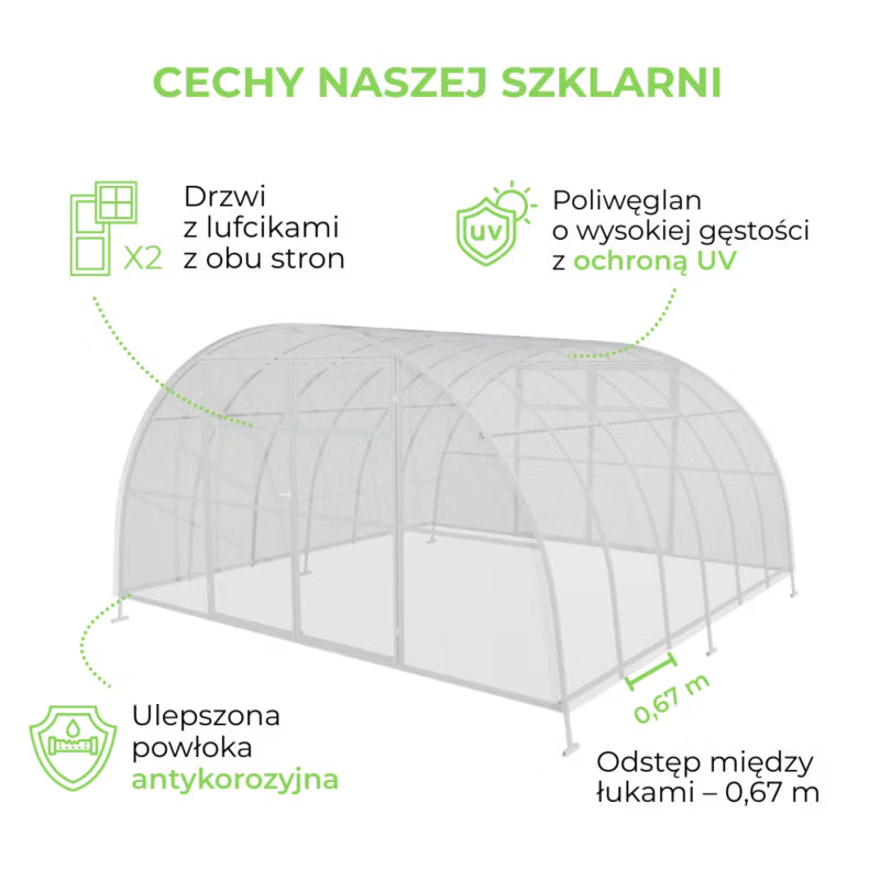 Drivhus i Polycarbonat 4x6 m 24 m² Klar