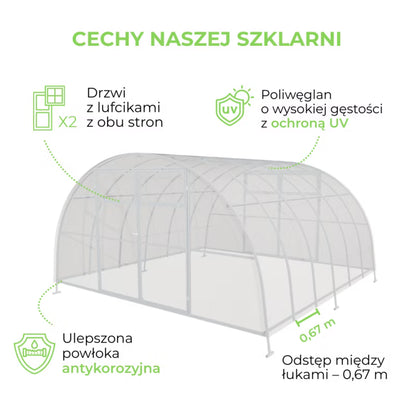 Drivhus i Polycarbonat 4x6 m 24 m² Klar