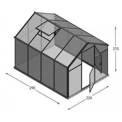 Drivhus i Polycarbonat L-7 290x220 cm 6,4 m²