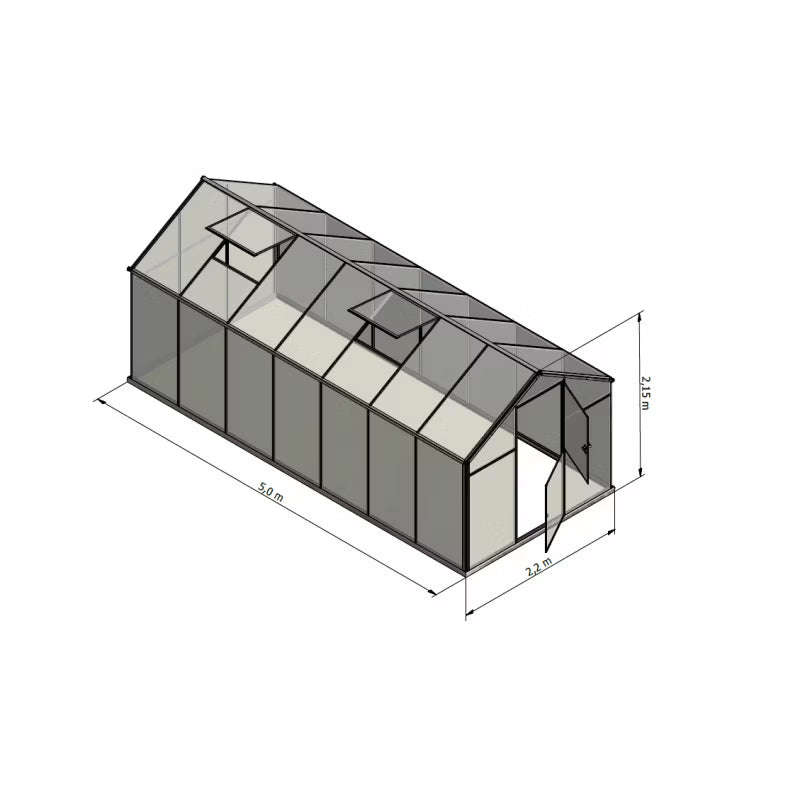 Drivhus Polycarbonat Sanus L-11 500x220 cm