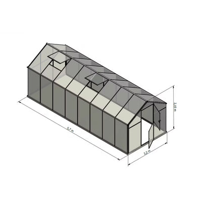Drivhus Polycarbonat Sanus L-12 570x220 cm Aluminium