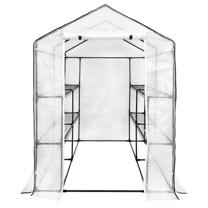 Drivhustunnel 140x140x200 cm Hvid med Hylder