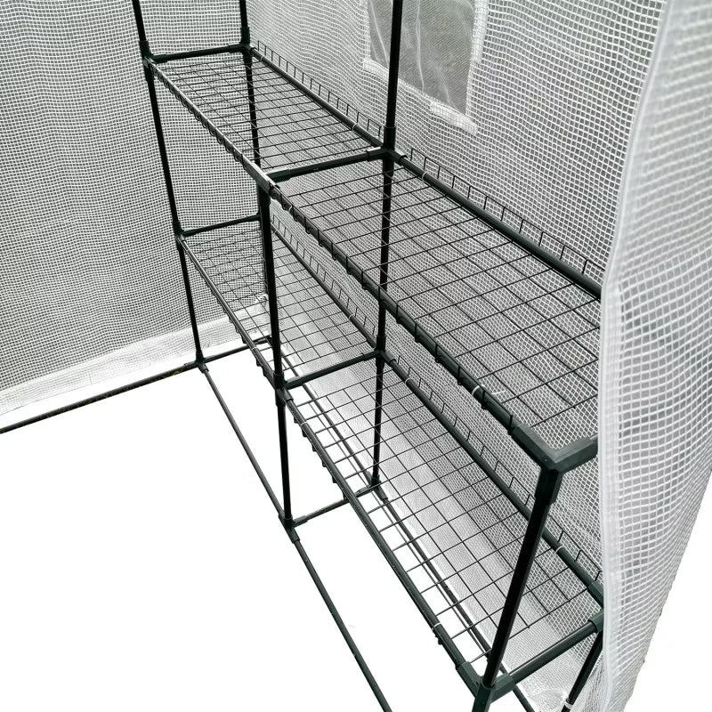 Drivhustunnel 140x140x200 cm Hvid med Hylder