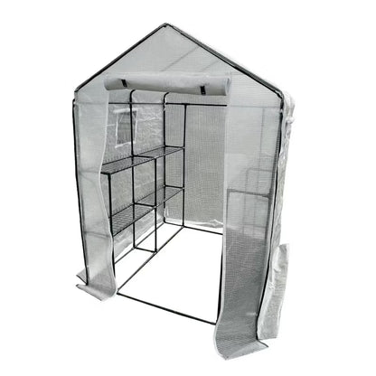 Drivhustunnel 140x140x200 cm Hvid med Hylder