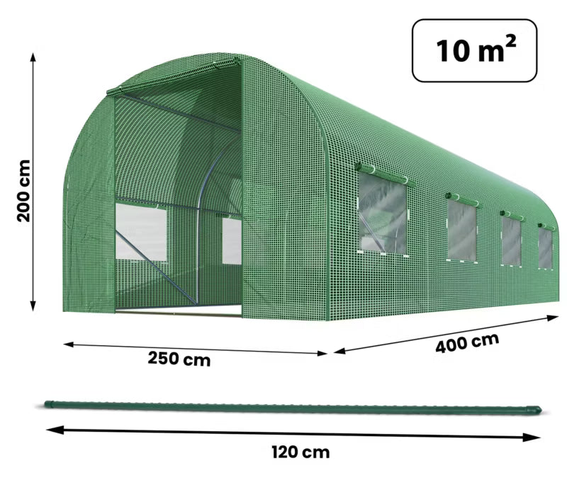 Drivhustunnel 2,5x4 m Grøn 10 m²