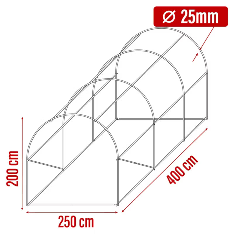 Drivhustunnel 2,5x4 m Grøn 10 m²