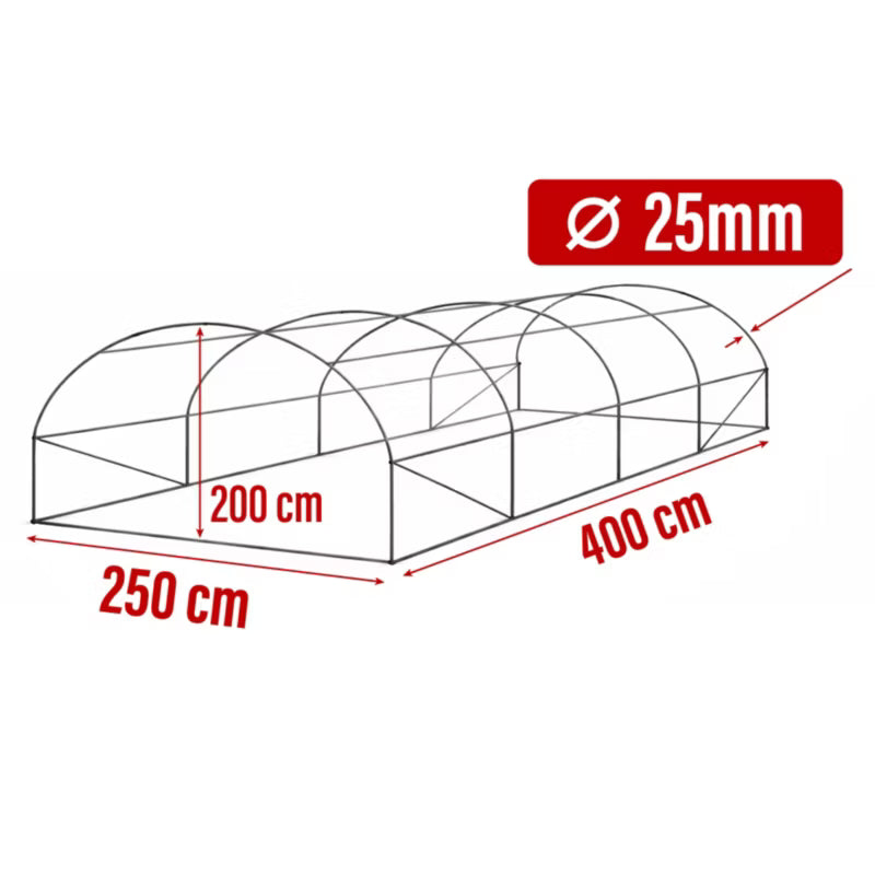 Drivhustunnel 2,5x4 m Grøn 10 m²