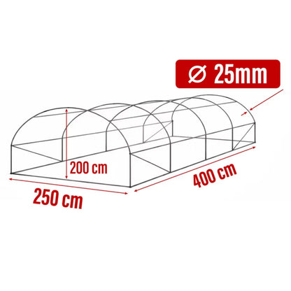 Drivhustunnel 2,5x4 m Grøn 10 m²