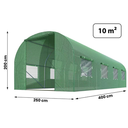 Drivhustunnel 2,5x4 m Grøn 10 m²