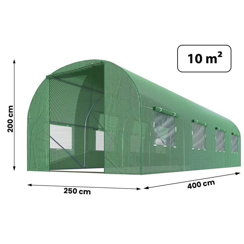 Drivhustunnel 2,5x4 m Grøn 10 m²