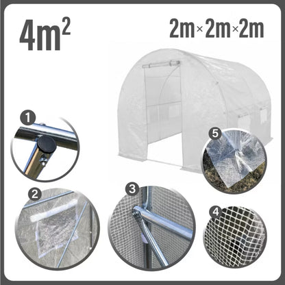 Drivhustunnel 2x2 m Hvid