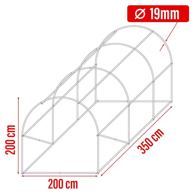 Drivhustunnel 2x3,5 m Grå 7 m²