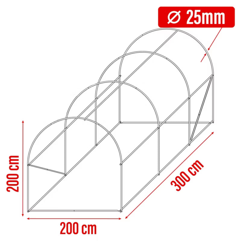 Drivhustunnel 2x3 m Grøn UV Folie