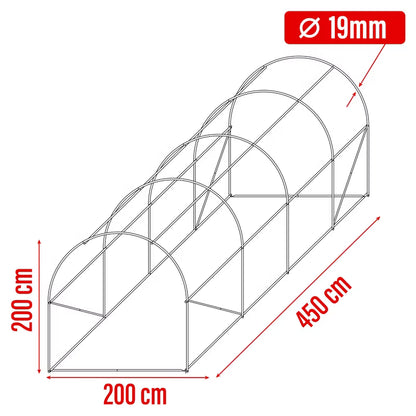 Drivhustunnel 2x4,5 m Grå
