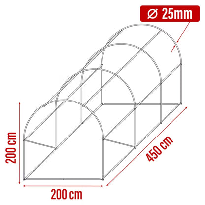 Drivhustunnel 2x4,5 m Grå 9 m²