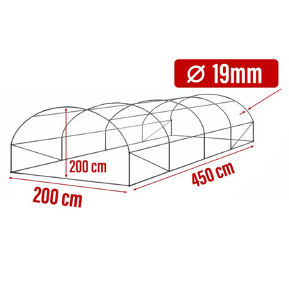 Drivhustunnel 2x4,5 m Grøn 9 m²