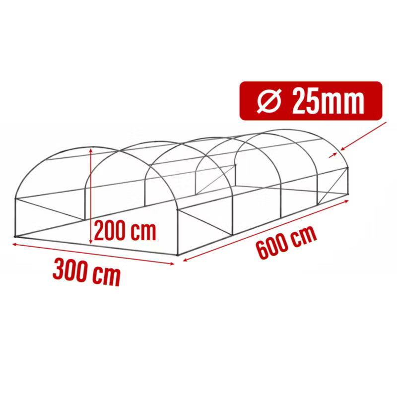 Drivhustunnel 3x6 m Grøn 18 m²
