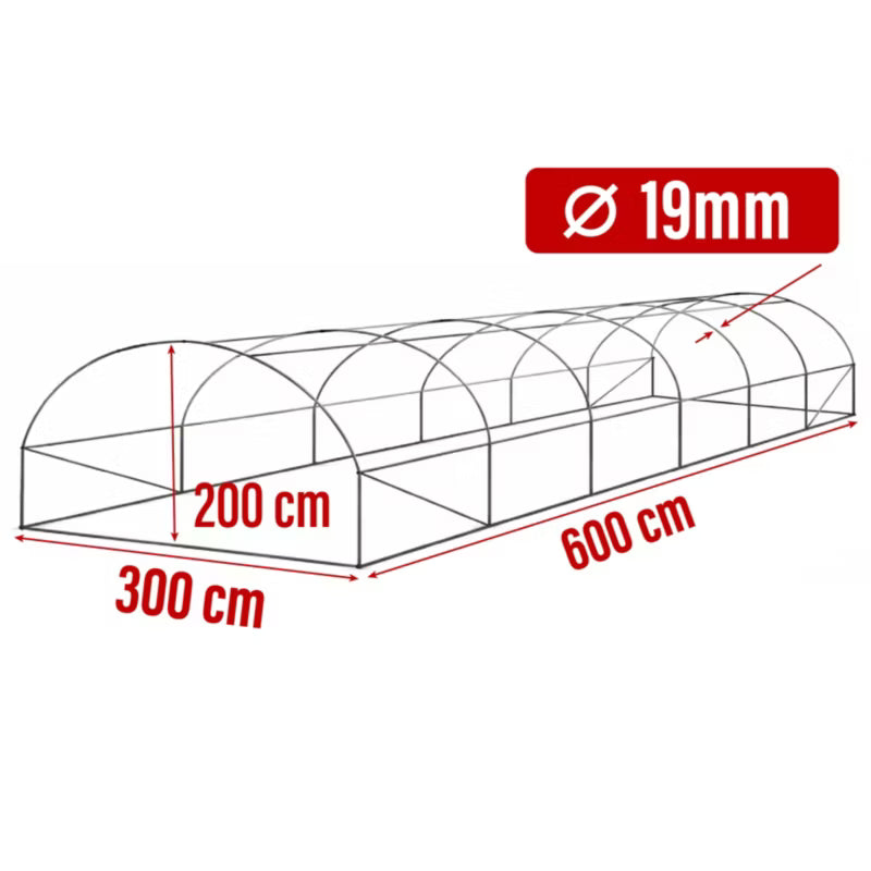 Drivhustunnel 3x6 m Grå 18 m²