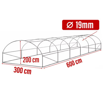 Drivhustunnel 3x6 m Grå 18 m²
