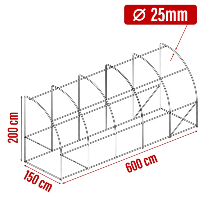 Drivhustunnel 6x1,5 m Grøn UV 9 m²