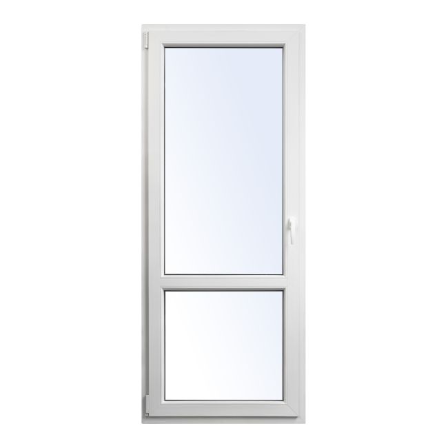 Hvid venstrehængt PVC altandør med to-lags glas, vippe- og drejefunktion, 865 x 2095 mm