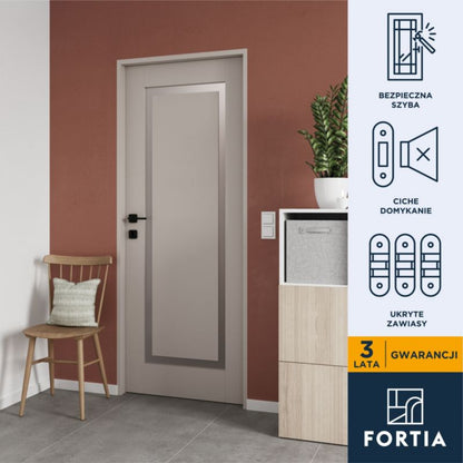 Indvendig Dør Fortia Fresno 70 Kvit Mælket Glas