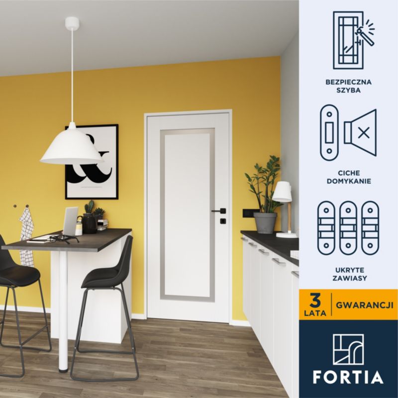 Indvendig Dør Fortia Fresno 70 Hvid Med Hvidt Glas