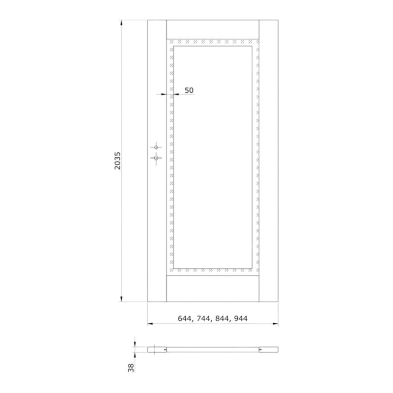 Indvendig Plan Dør Fresno 80 cm Sort Glas Kashmir