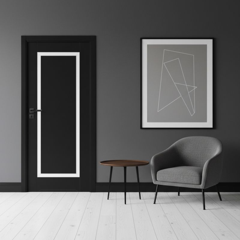 Indvendig Dør Fresno 80 cm Sort Hvid Glas