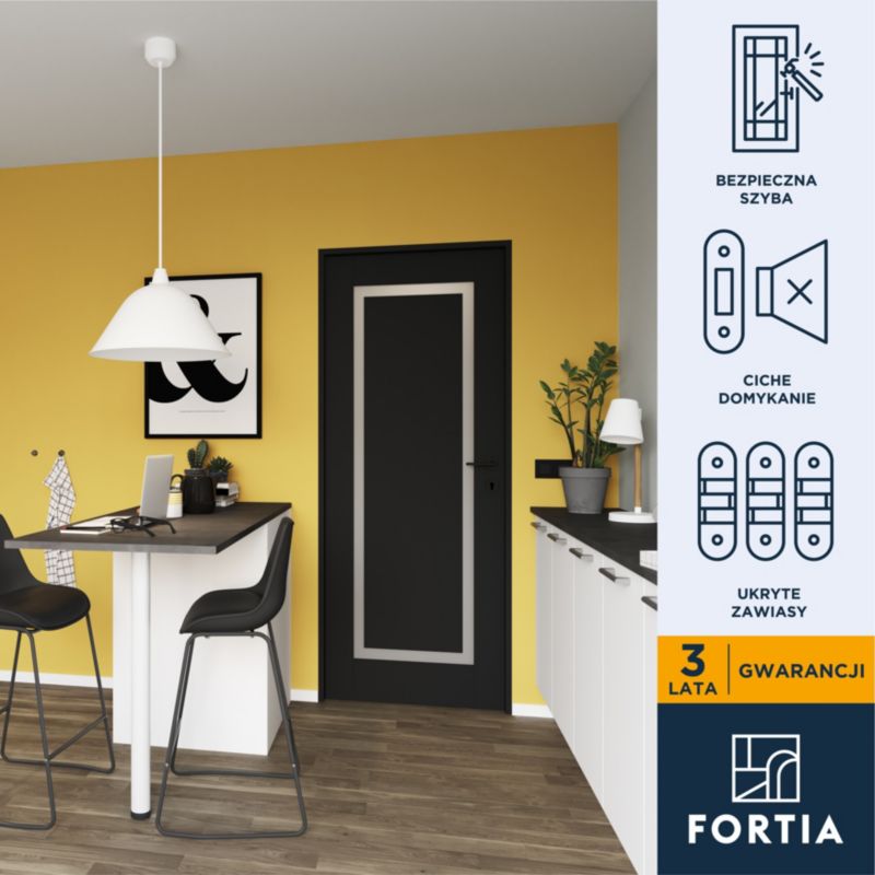 Indvendig Dør Fresno 80 cm Sort Hvid Glas