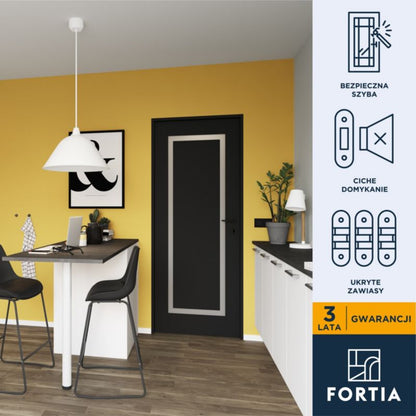 Indvendig Dør Fresno 80 cm Sort Hvid Glas