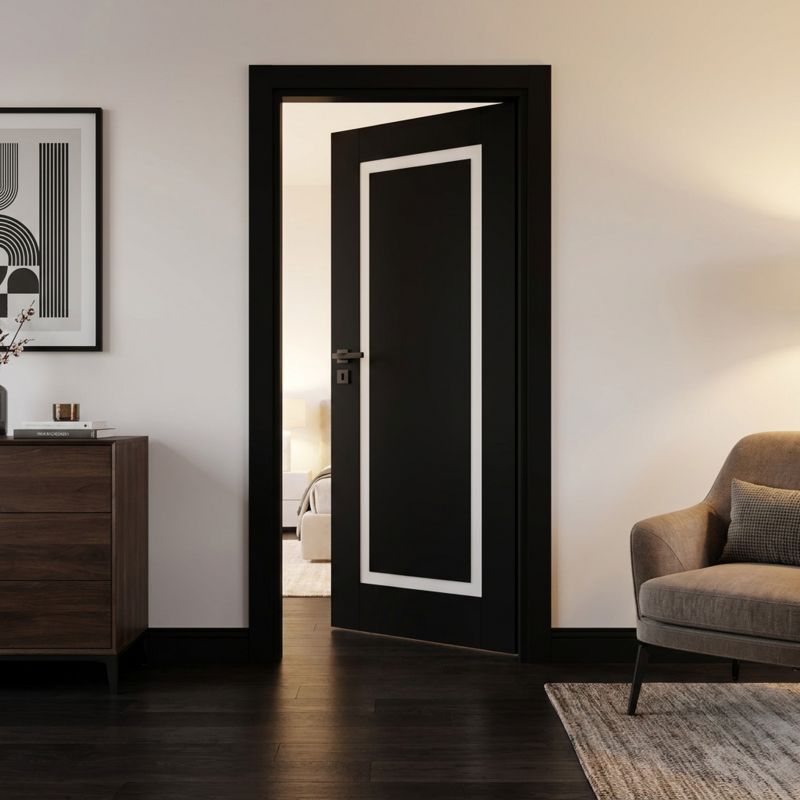 Indvendig Dør Fresno 80 cm Sort Hvid Glas