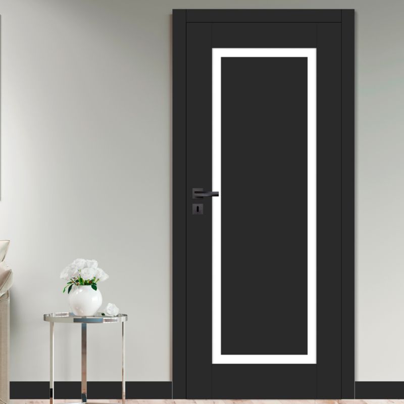 Indvendig Dør Fresno 80 cm Sort Hvid Glas